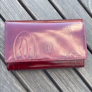 Cartier Burgundy Patent Leather Birthday Edition wallet. Like new
